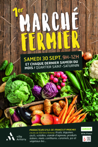 Lancement d’un marché fermier dans le quartier Saint-Saturnin. Le samedi 30 septembre 2017 à ANTONY. Hauts-de-Seine.  09H00